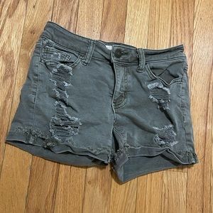 These shorts are low rise. They have barely been used. In good condition.